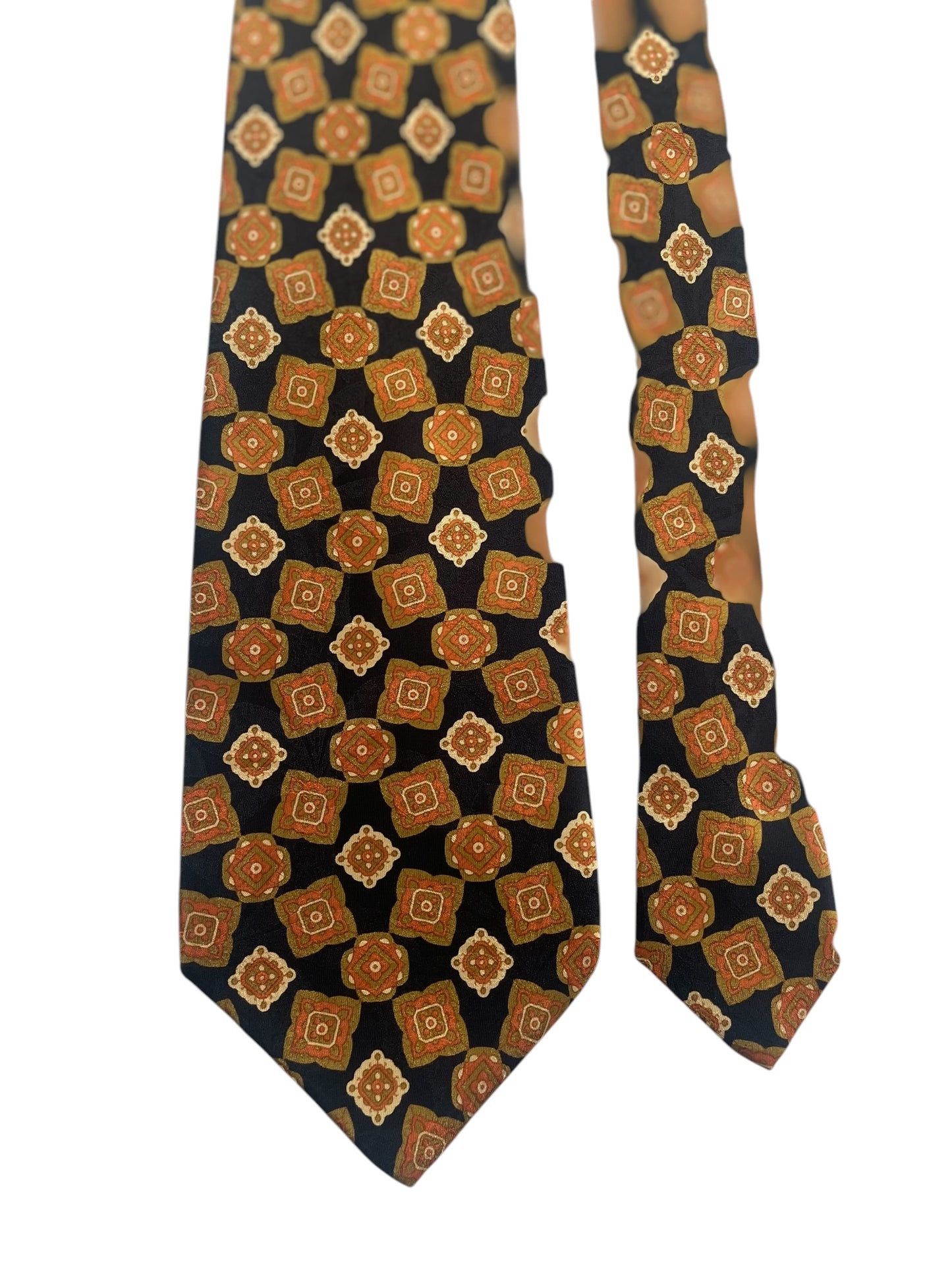 WANA Vintage Black Paisley Crepe Silk Jacquard Tie (8.8 cm by 154 cm) Longer Length & Medium Front Size.