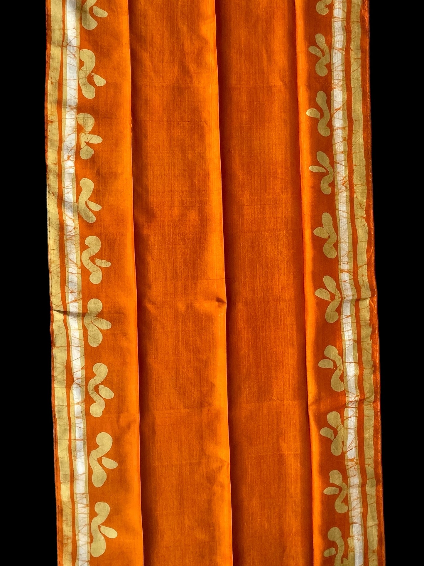 Vintage Orange Batik Long Silk Scarf by BONITA (39 cm by 165 cm)