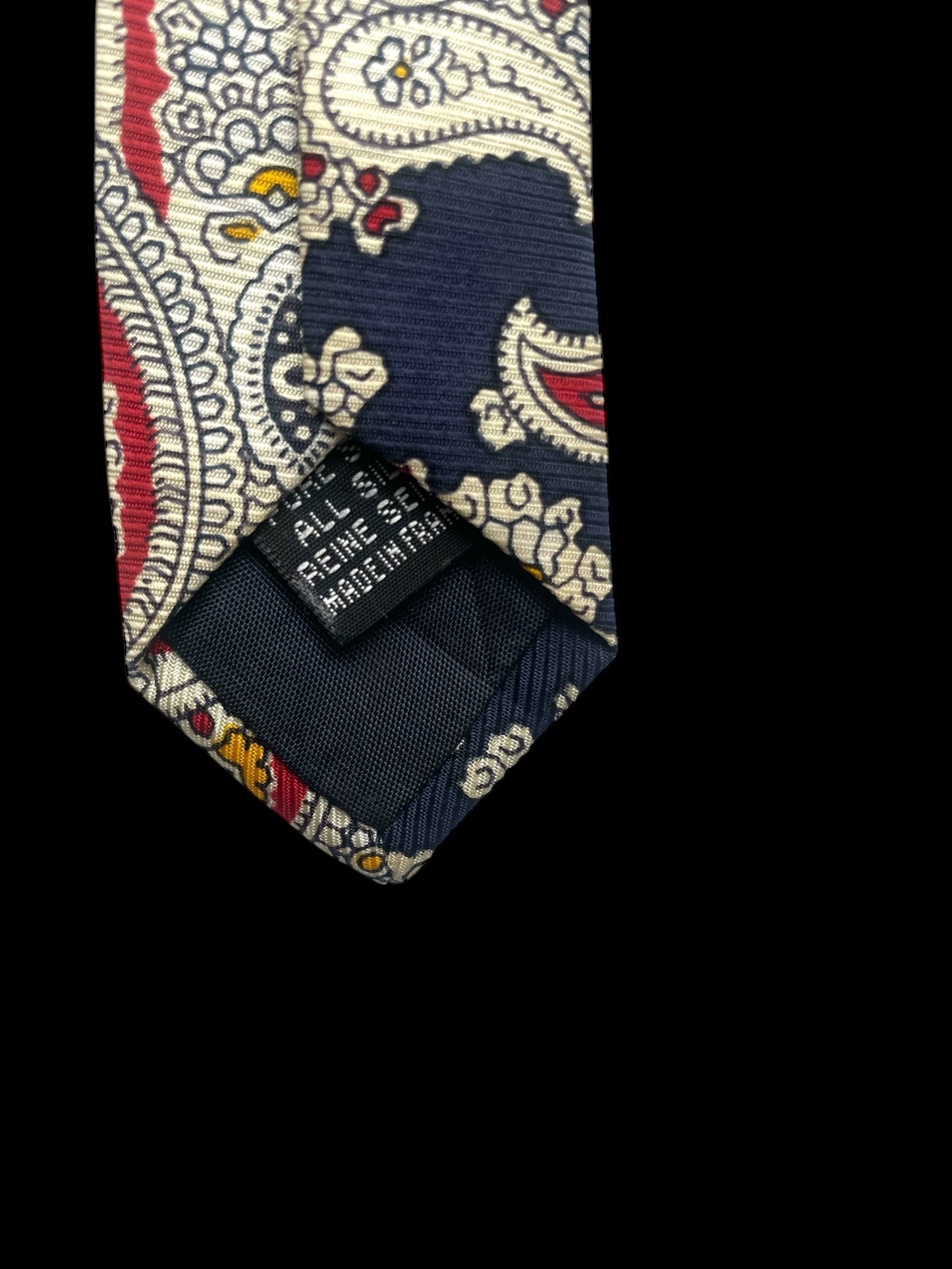 CARVEN Navy Blue Paisley Silk Tie (9.3 cm by 151 cm) Normal Front Size.