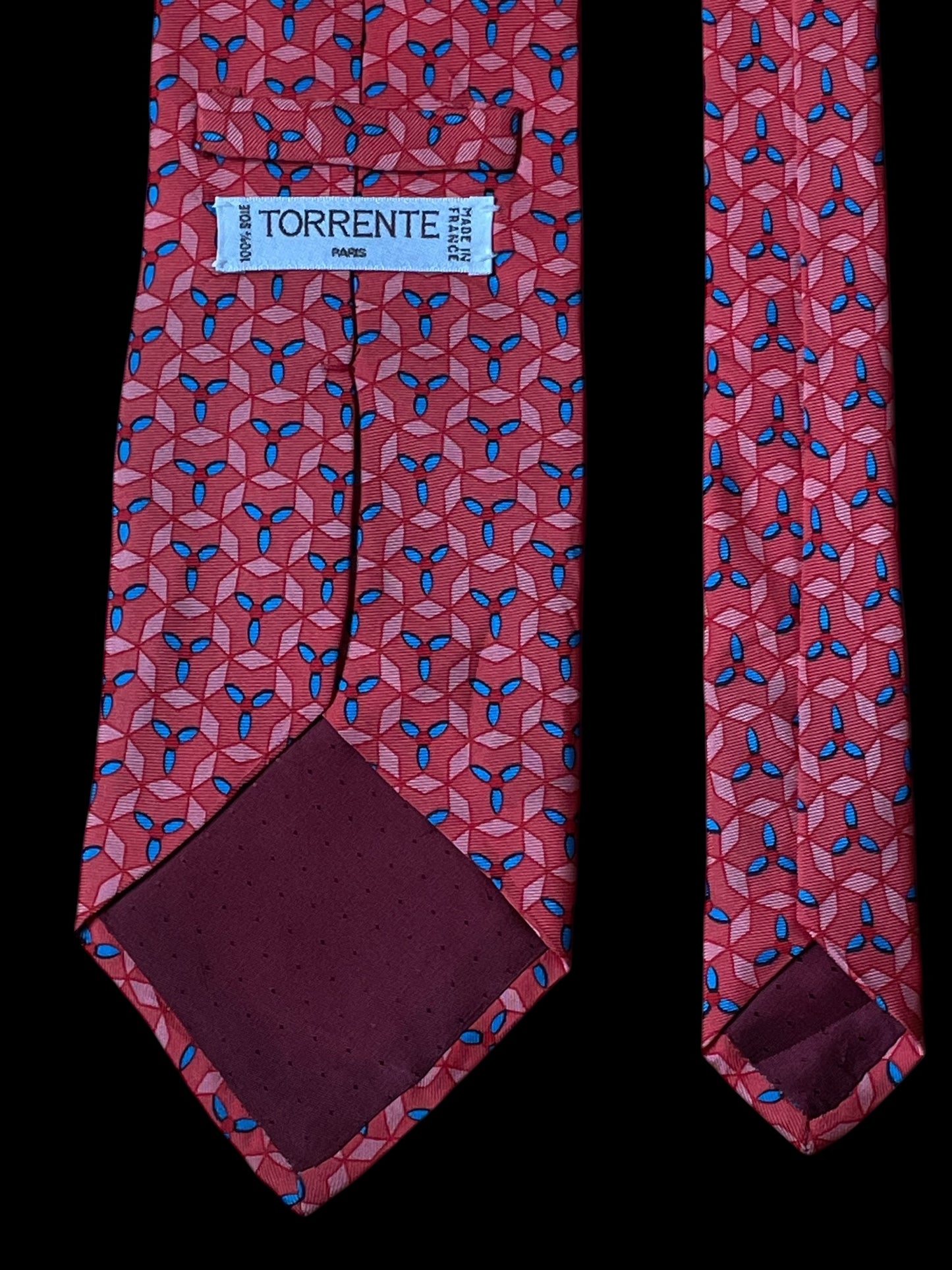 TORRENTE Vintage Magenta Geometric Silk Tie (9.4 cm by 147 cm)