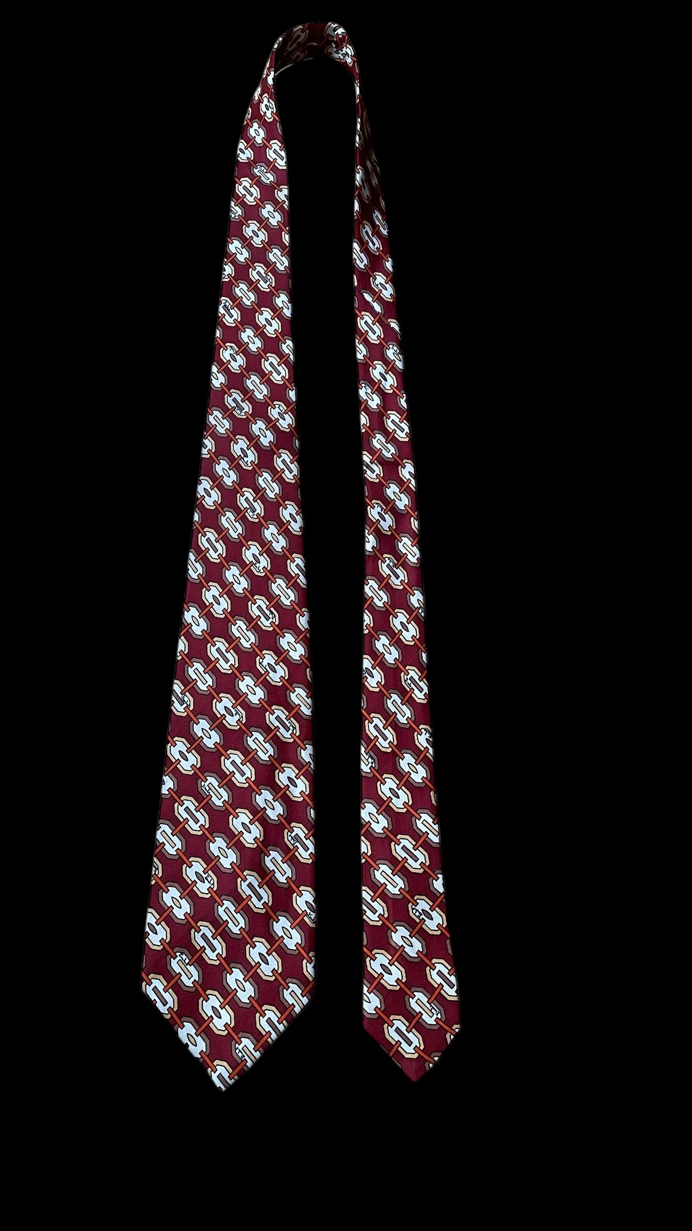 EMILIO PUCCI Vintage Burgundy Geometric Silk Tie (8.7 cm by 137.5 cm)