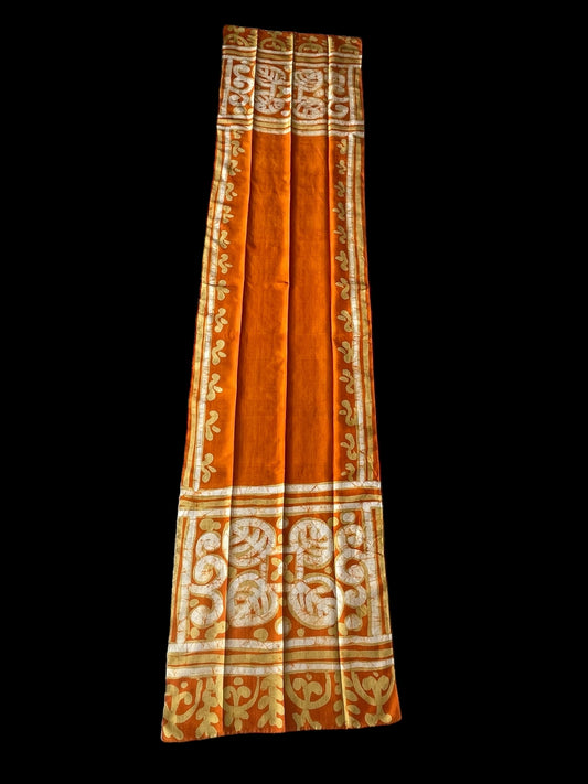 Vintage Orange Batik Long Silk Scarf by BONITA (39 cm by 165 cm)