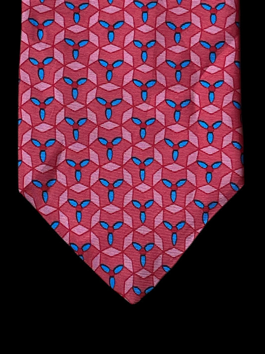 TORRENTE Vintage Magenta Geometric Silk Tie (9.4 cm by 147 cm)