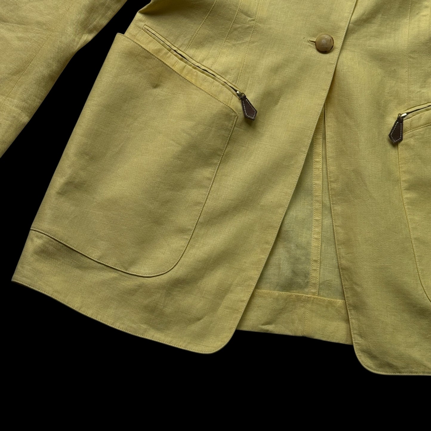 HERMES Vintage Yellow Linen Jacket. Size 42 (Small/Medium slim fit).