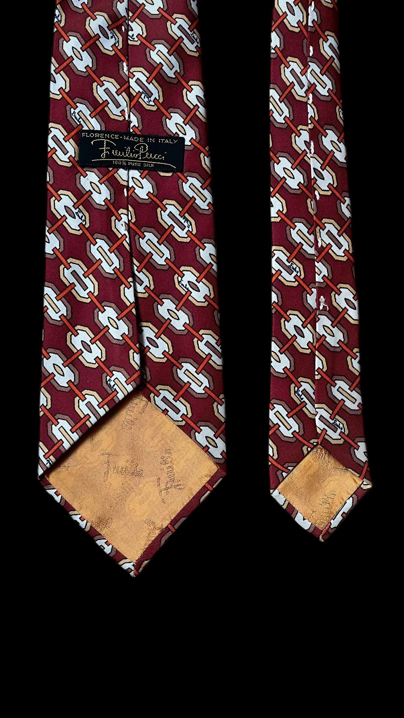 EMILIO PUCCI Vintage Burgundy Geometric Silk Tie (8.7 cm by 137.5 cm)