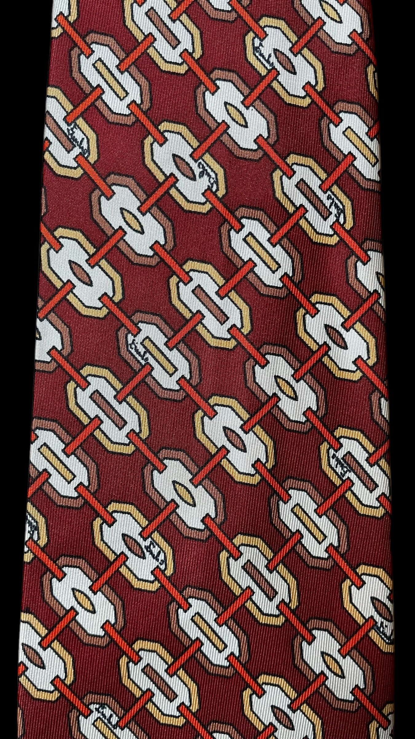 EMILIO PUCCI Vintage Burgundy Geometric Silk Tie (8.7 cm by 137.5 cm)