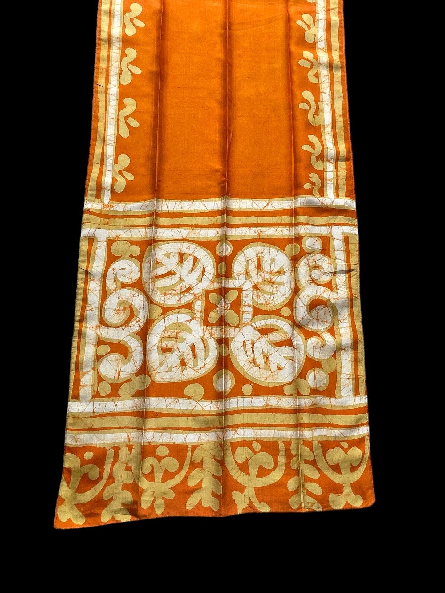 Vintage Orange Batik Long Silk Scarf by BONITA (39 cm by 165 cm)