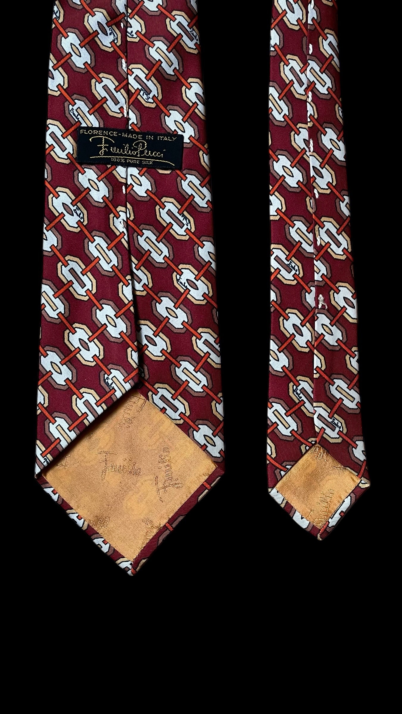 EMILIO PUCCI Vintage Burgundy Geometric Silk Tie (8.7 cm by 137.5 cm)