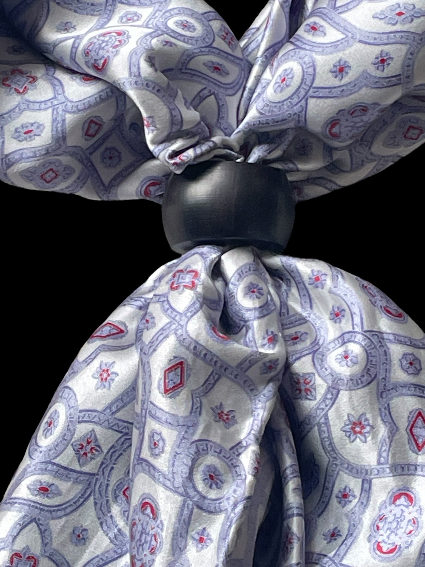 Vintage BRIONI light-grey floral/paisley crepe silk scarf (98 cm by 98 cm) hand-rolled hem.