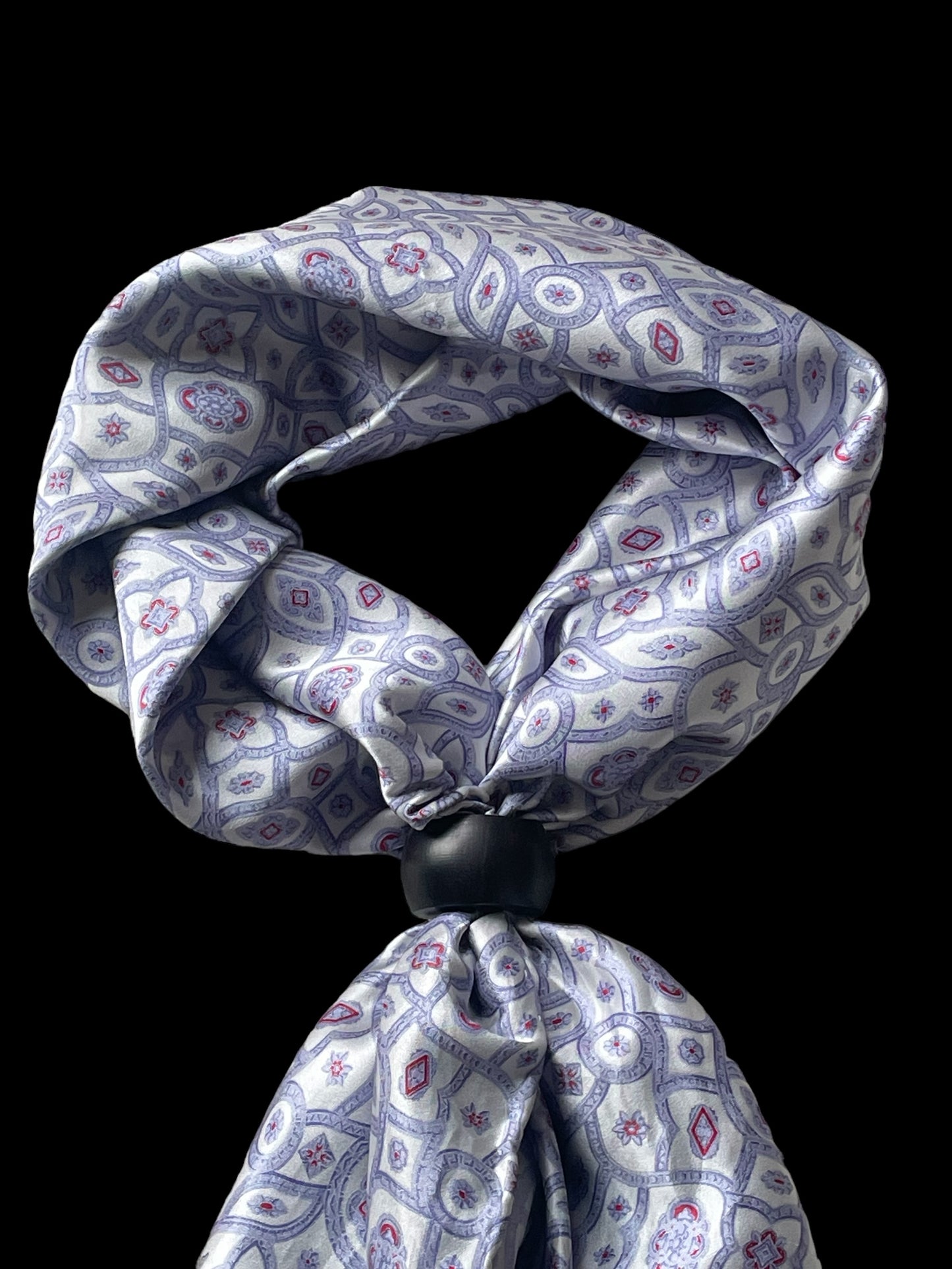 Vintage BRIONI light-grey floral/paisley crepe silk scarf (98 cm by 98 cm) hand-rolled hem.