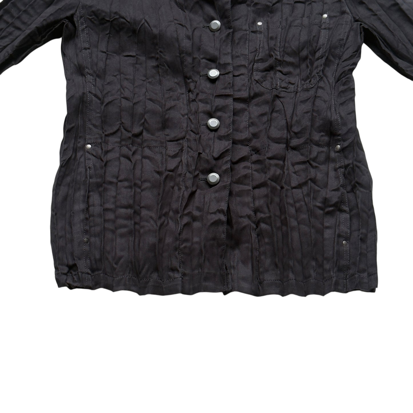 ISSEY MIYAKE FETE Vintage Black Pleated Jacket, Woman. Size 2 (Small)