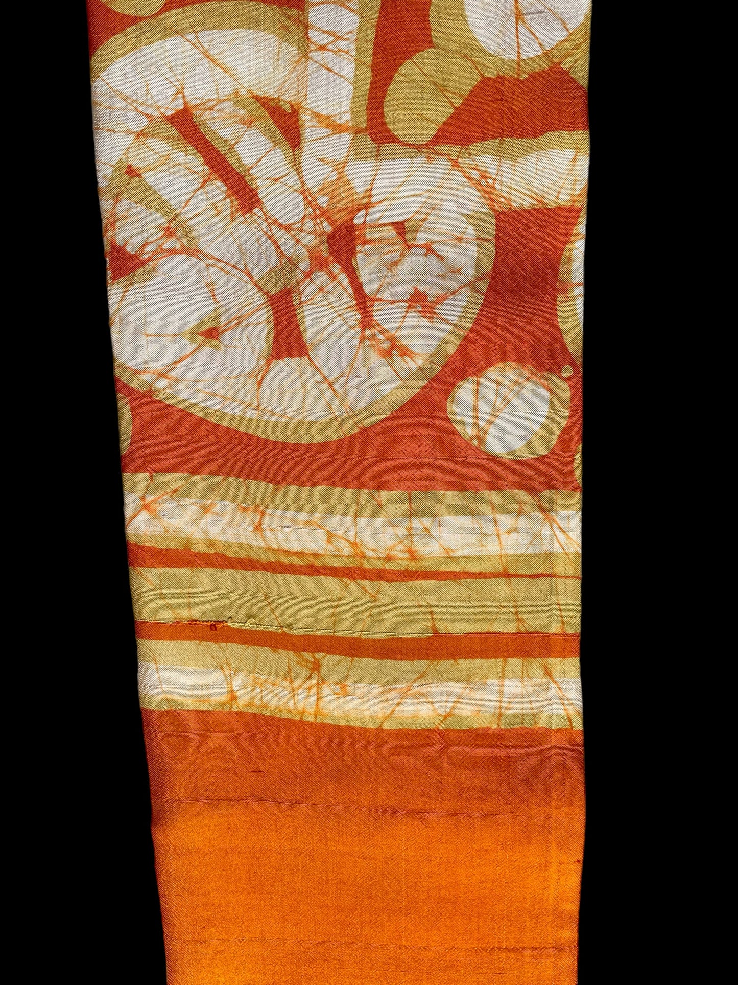 Vintage Orange Batik Long Silk Scarf by BONITA (39 cm by 165 cm)