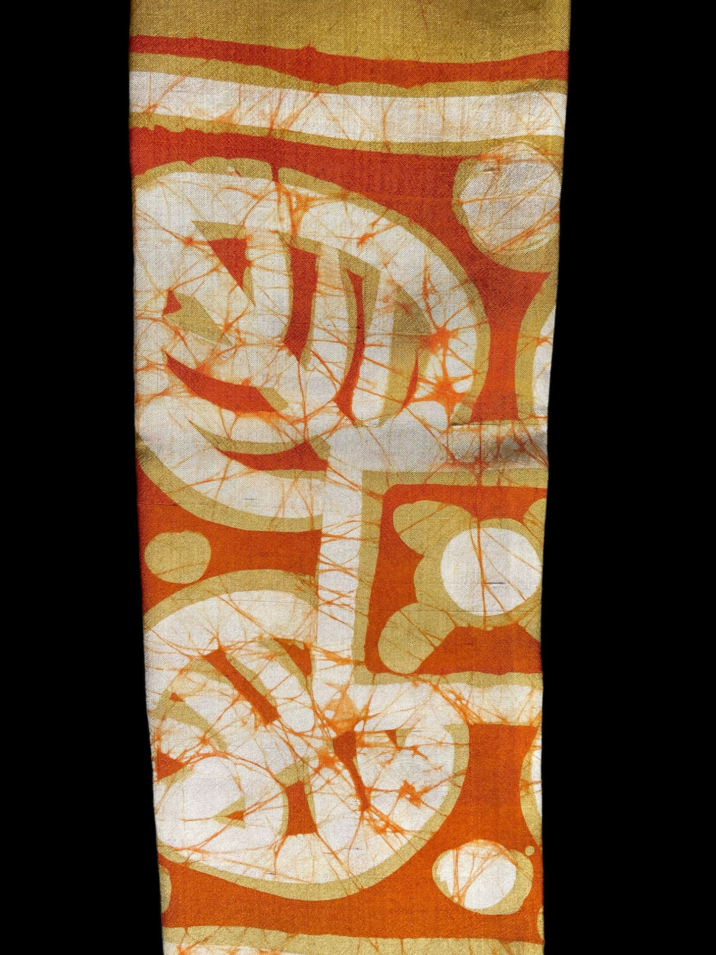 Vintage Orange Batik Long Silk Scarf by BONITA (39 cm by 165 cm)