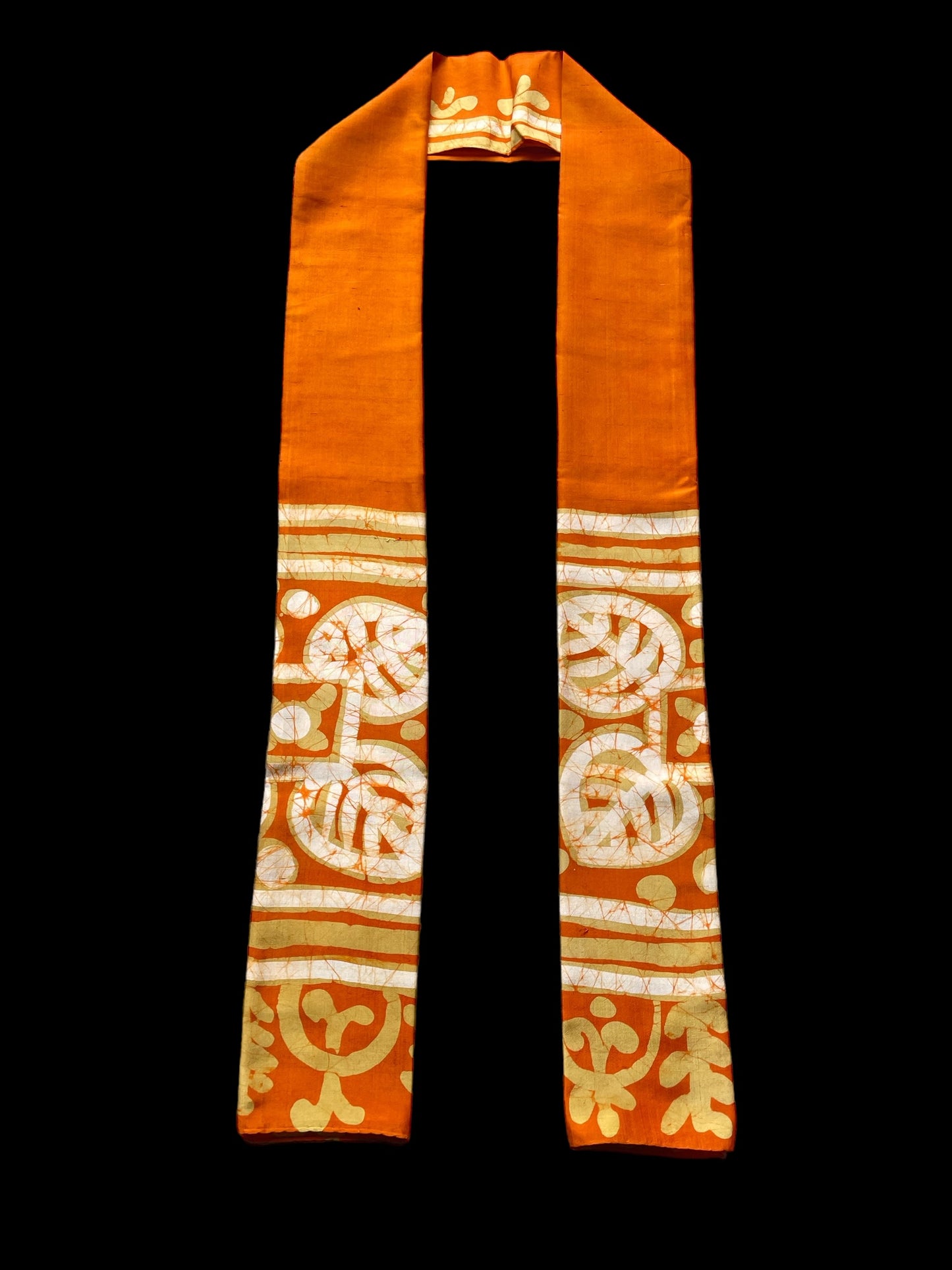 Vintage Orange Batik Long Silk Scarf by BONITA (39 cm by 165 cm)