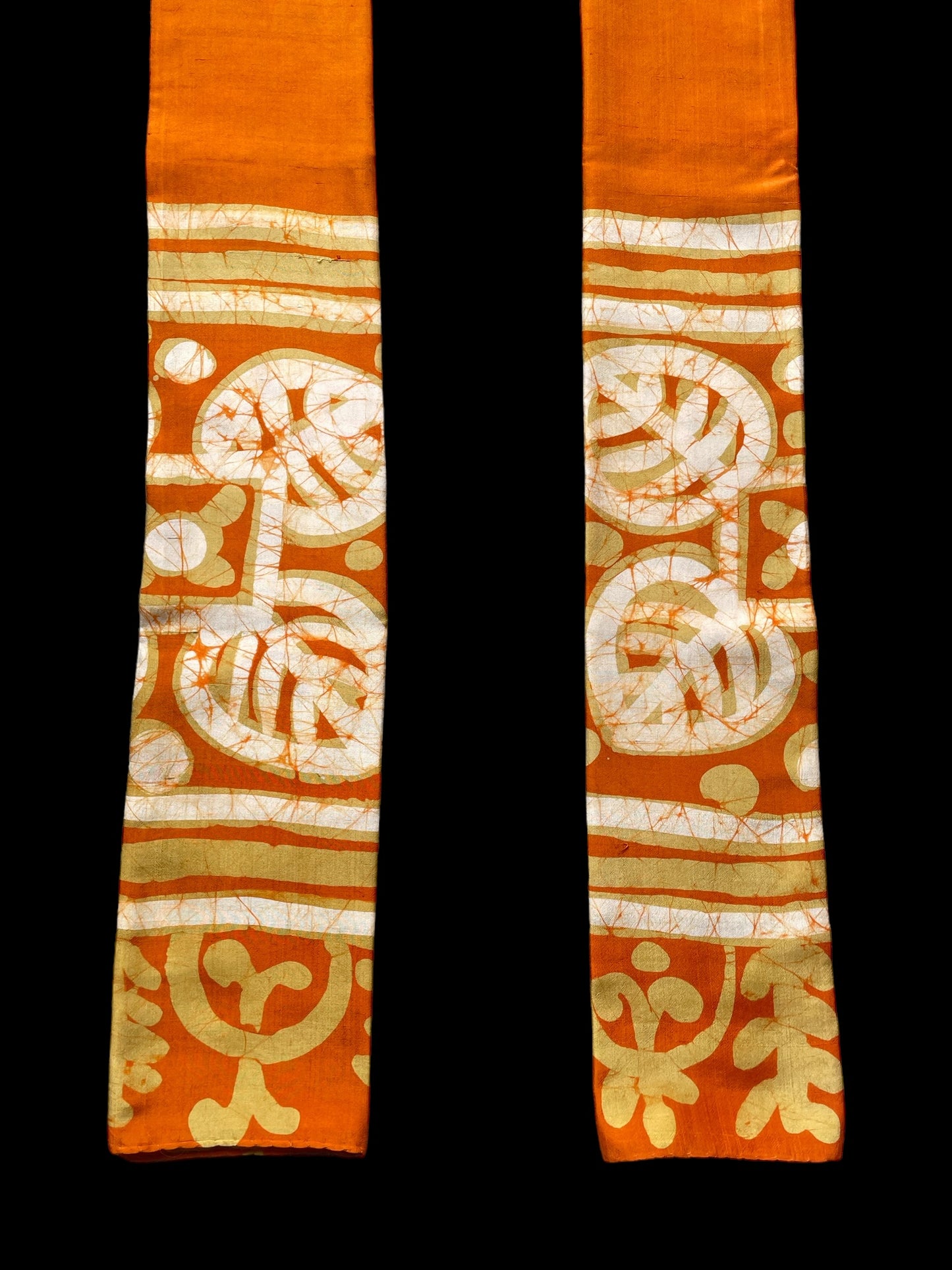 Vintage Orange Batik Long Silk Scarf by BONITA (39 cm by 165 cm)