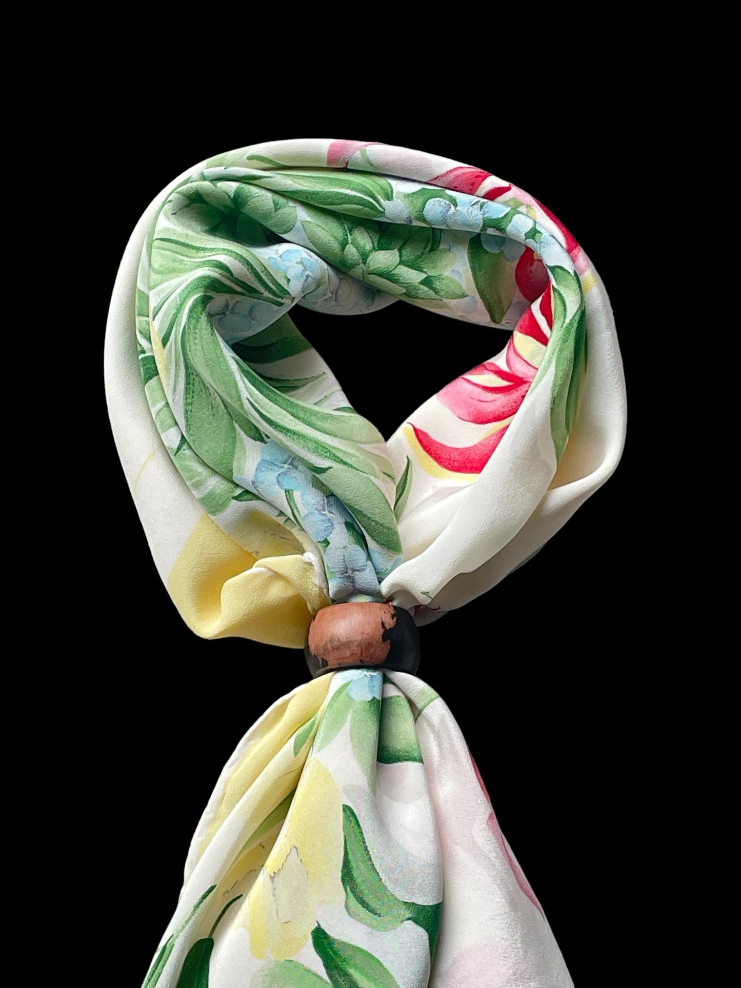 GUCCI vintage floral crepe silk scarf. Hand rolled hem