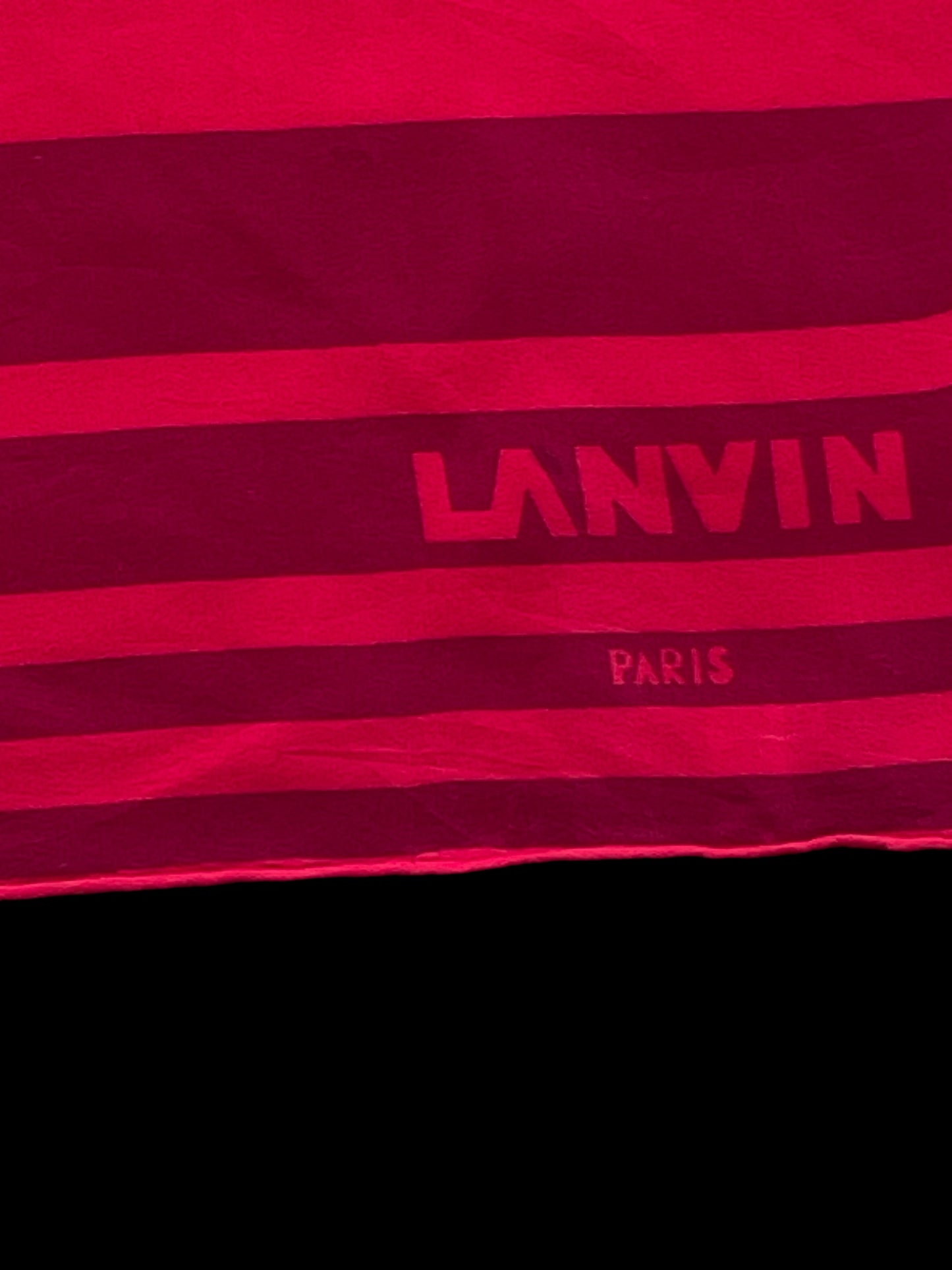 LANVIN Vintage Red Geometric Crepe Silk Scarf (83 cm by 83 cm)