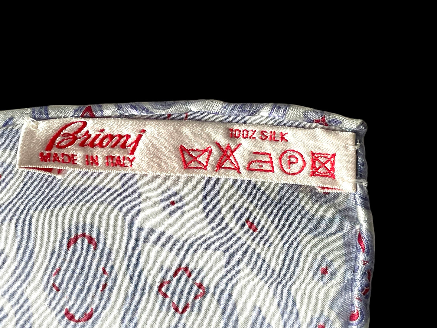 Vintage BRIONI light-grey floral/paisley crepe silk scarf (98 cm by 98 cm) hand-rolled hem.