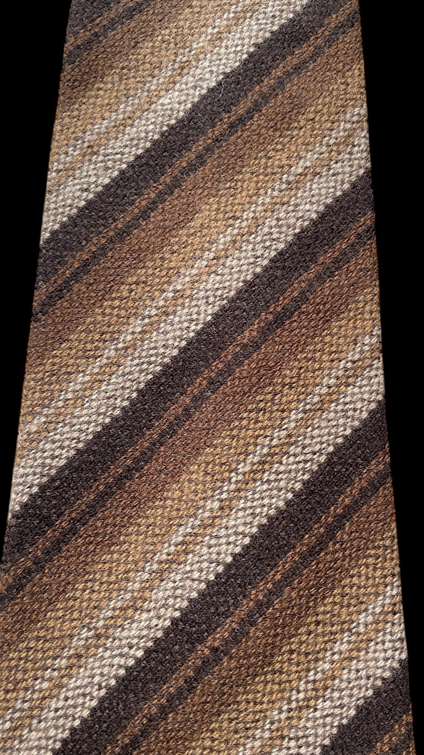 ERMENEGILDO ZEGNA Vintage Dark Brown Stripes Cashmere Tie(10.2 cm by 142 cm)