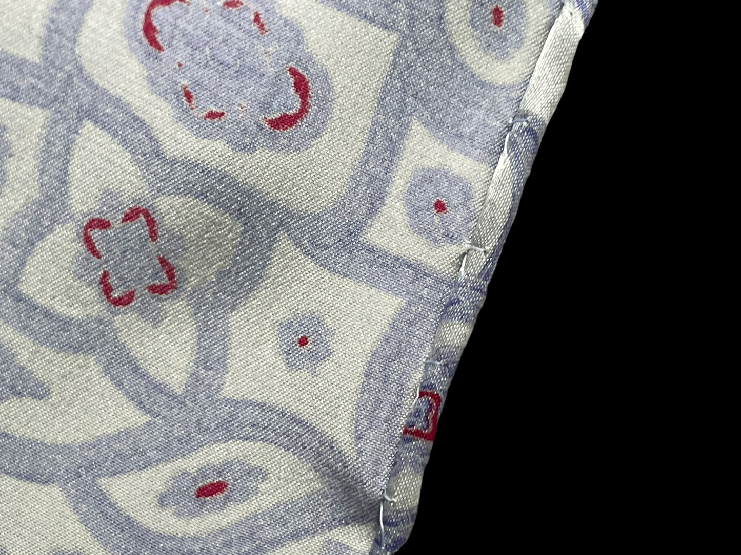 Vintage BRIONI light-grey floral/paisley crepe silk scarf (98 cm by 98 cm) hand-rolled hem.