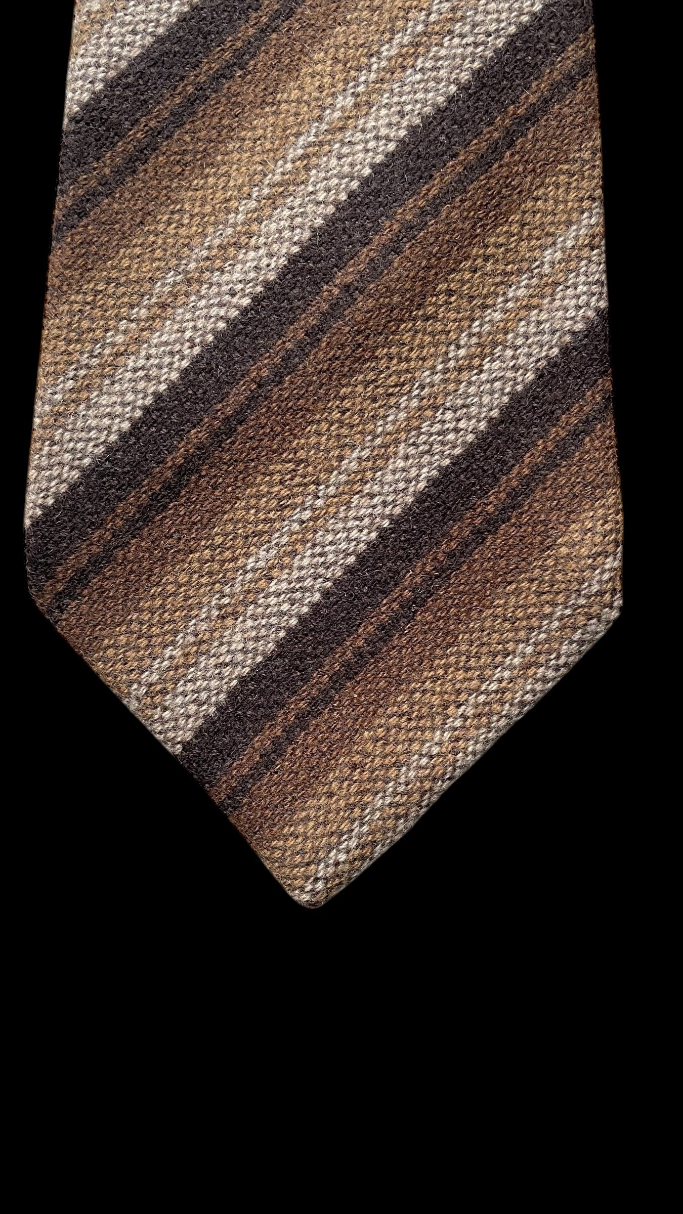 ERMENEGILDO ZEGNA Vintage Dark Brown Stripes Cashmere Tie(10.2 cm by 142 cm)