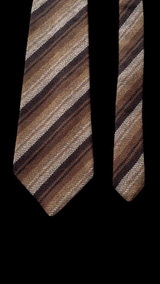 ERMENEGILDO ZEGNA Vintage Dark Brown Stripes Cashmere Tie(10.2 cm by 142 cm)