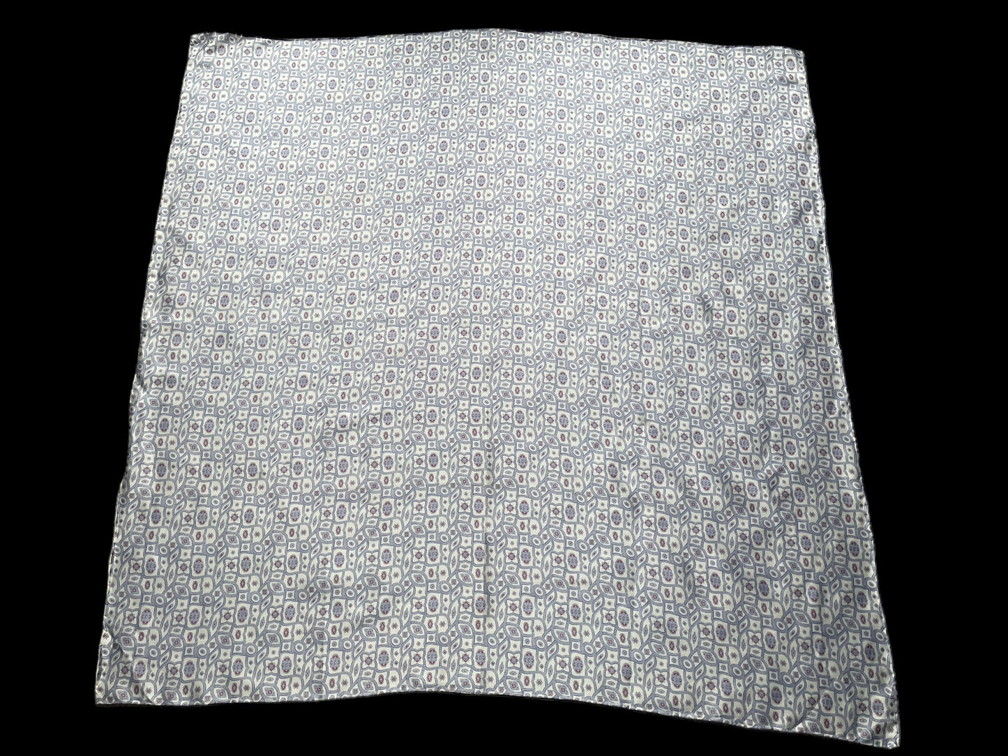 Vintage BRIONI light-grey floral/paisley crepe silk scarf (98 cm by 98 cm) hand-rolled hem.