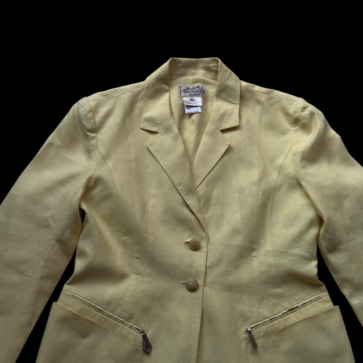 HERMES Vintage Yellow Linen Jacket. Size 42 (Small/Medium slim fit).