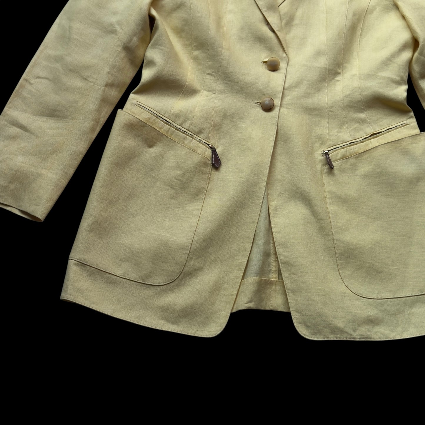 HERMES Vintage Yellow Linen Jacket. Size 42 (Small/Medium slim fit).