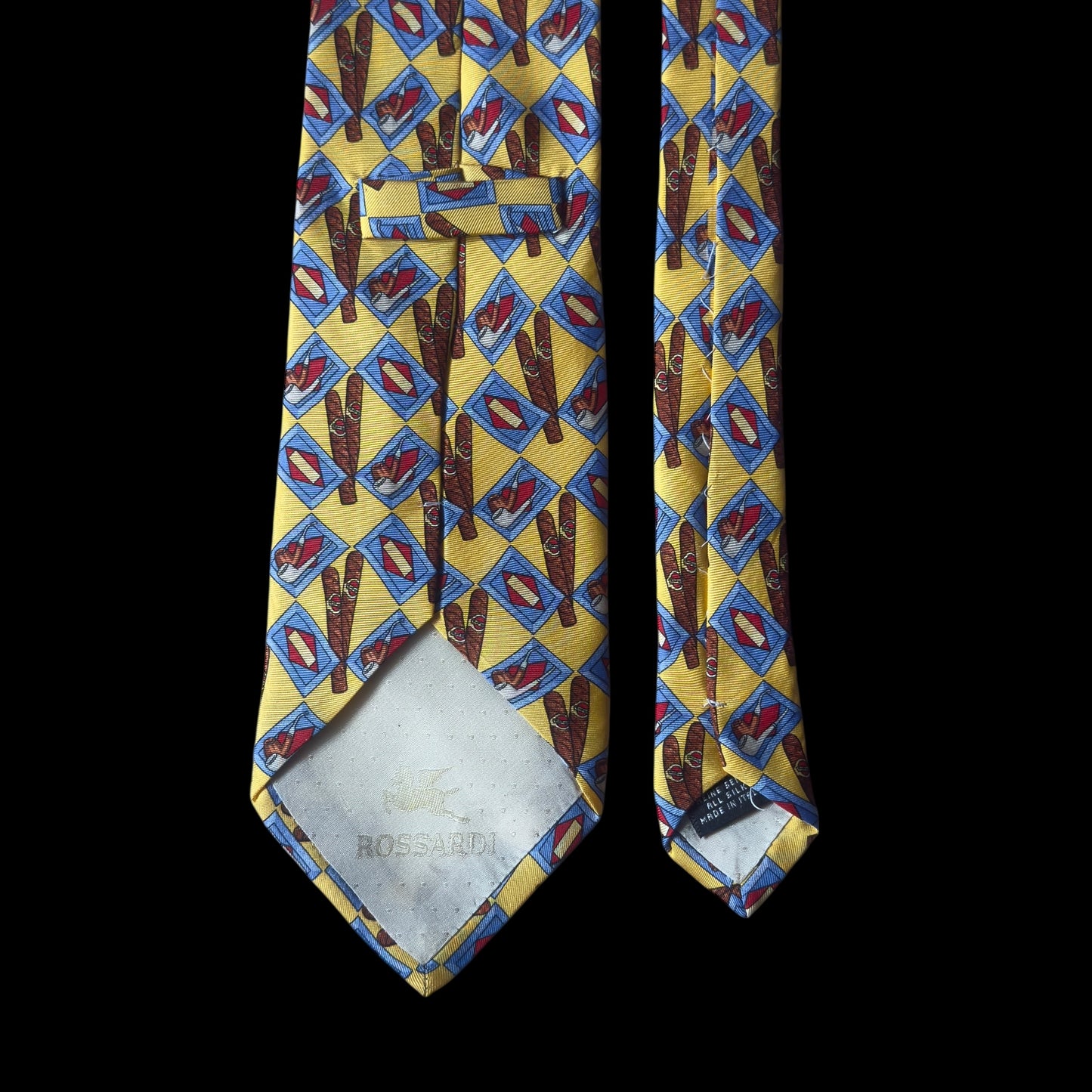 ROSSARDI Vintage Yellow Cigars Silk Tie (9.2 cm by 150 cm)
