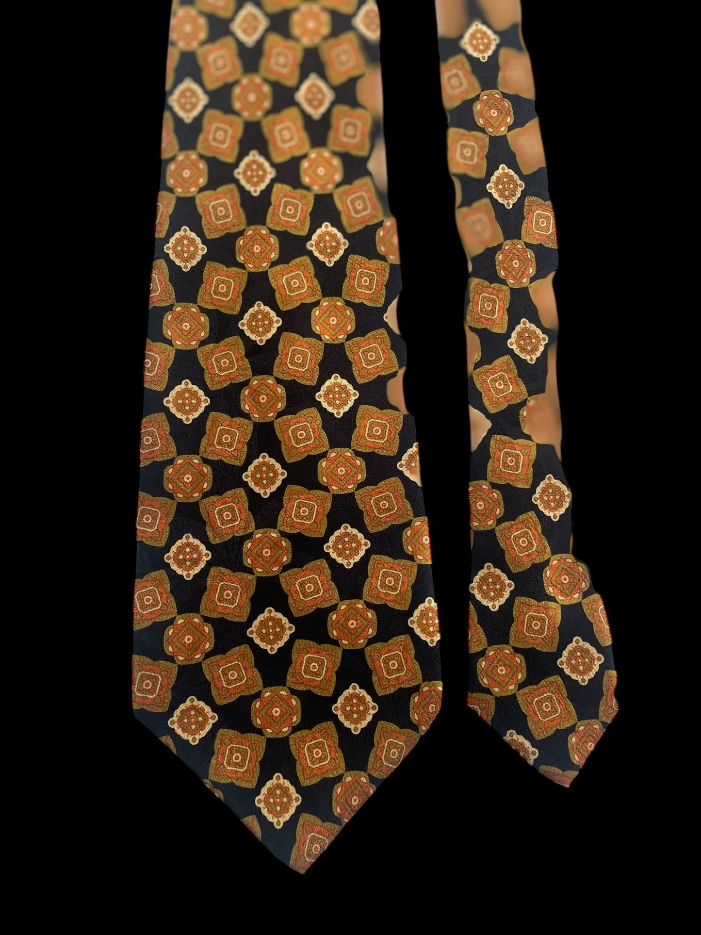 WANA Vintage Black Paisley Crepe Silk Jacquard Tie (8.8 cm by 154 cm) Longer Length & Medium Front Size.