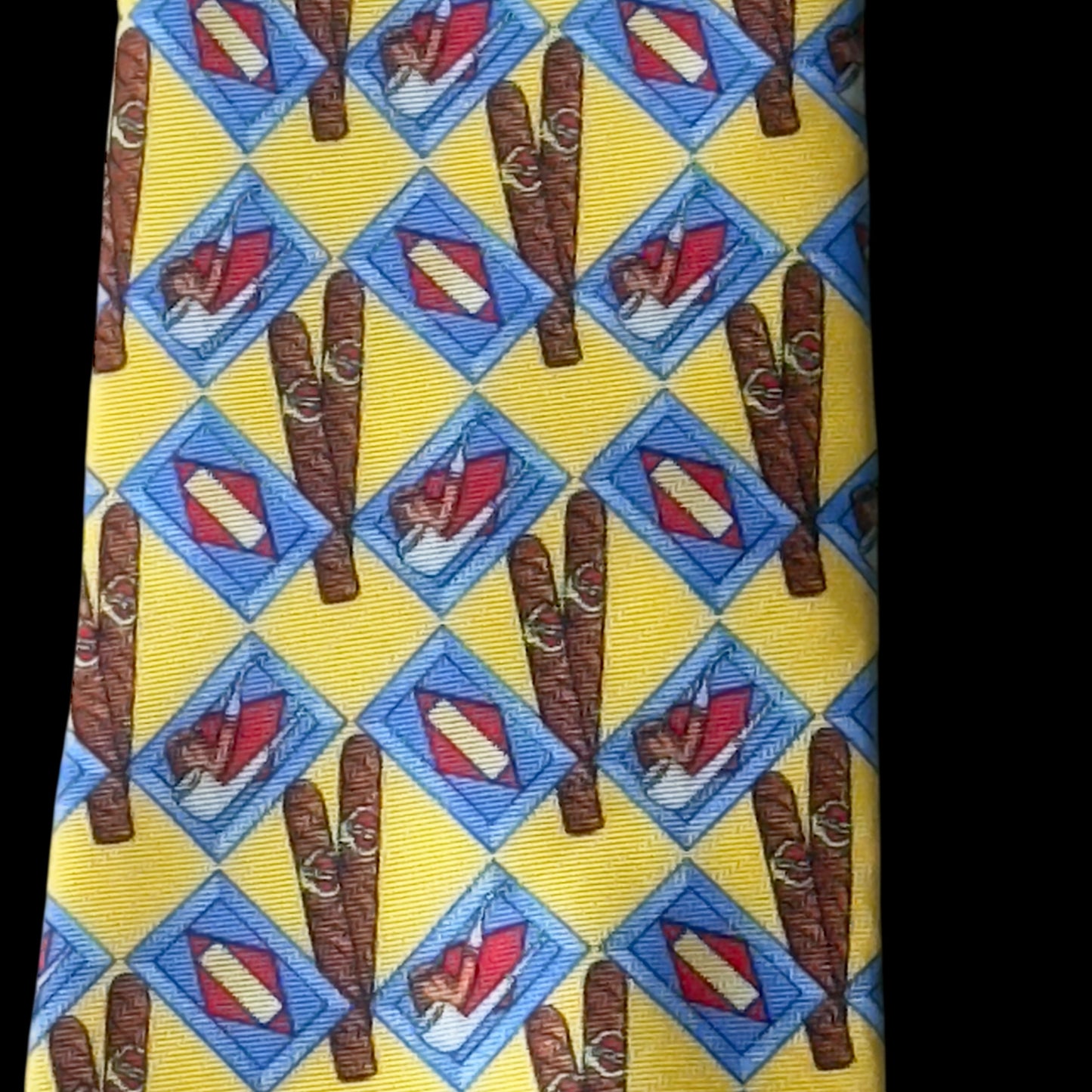 ROSSARDI Vintage Yellow Cigars Silk Tie (9.2 cm by 150 cm)