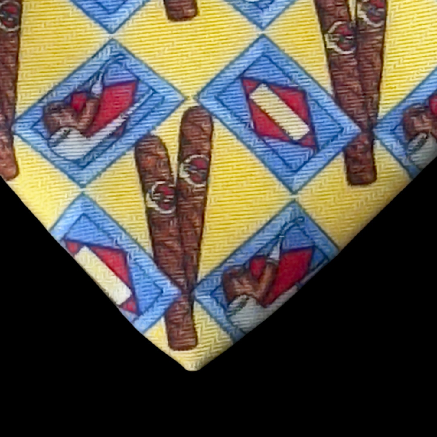 ROSSARDI Vintage Yellow Cigars Silk Tie (9.2 cm by 150 cm)