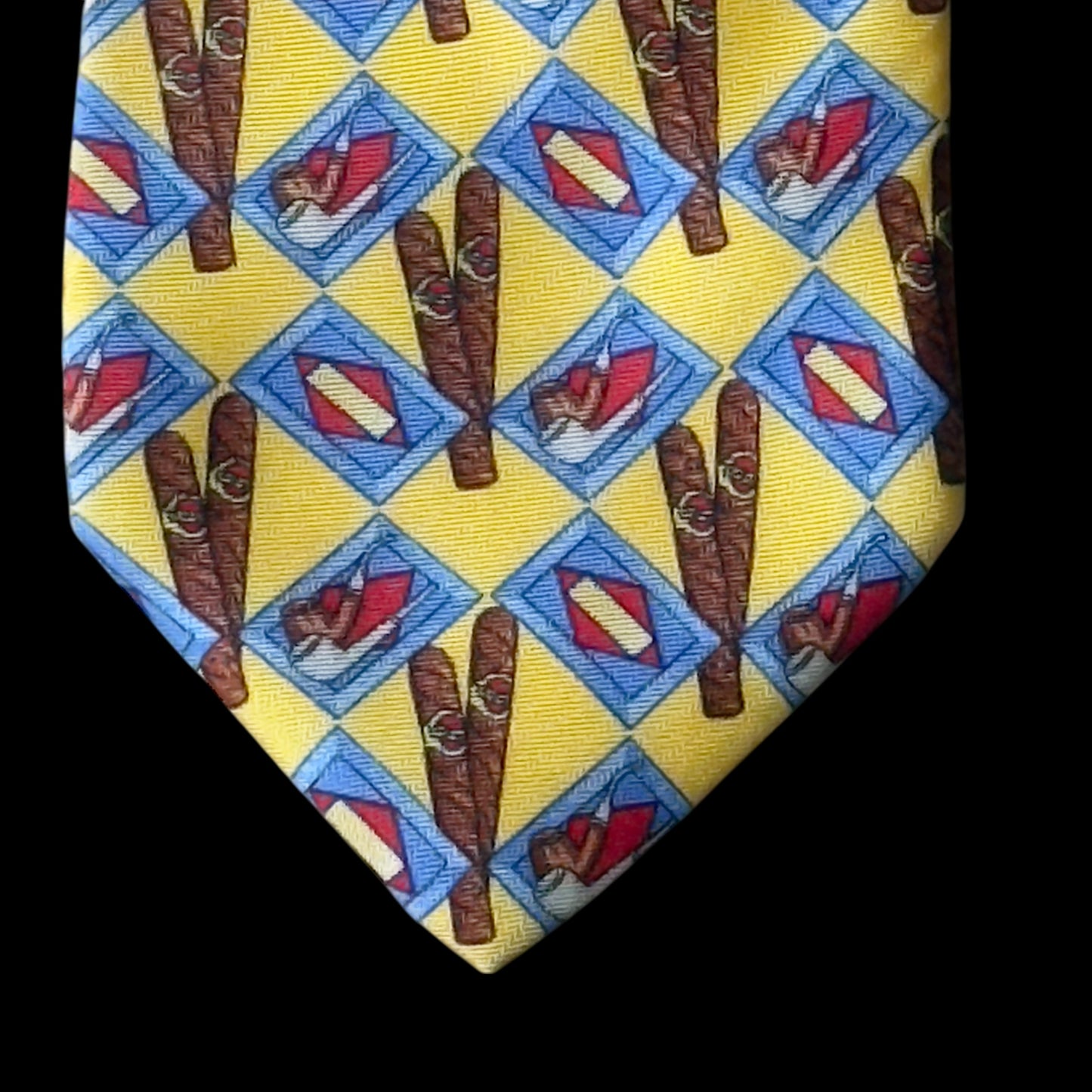 ROSSARDI Vintage Yellow Cigars Silk Tie (9.2 cm by 150 cm)