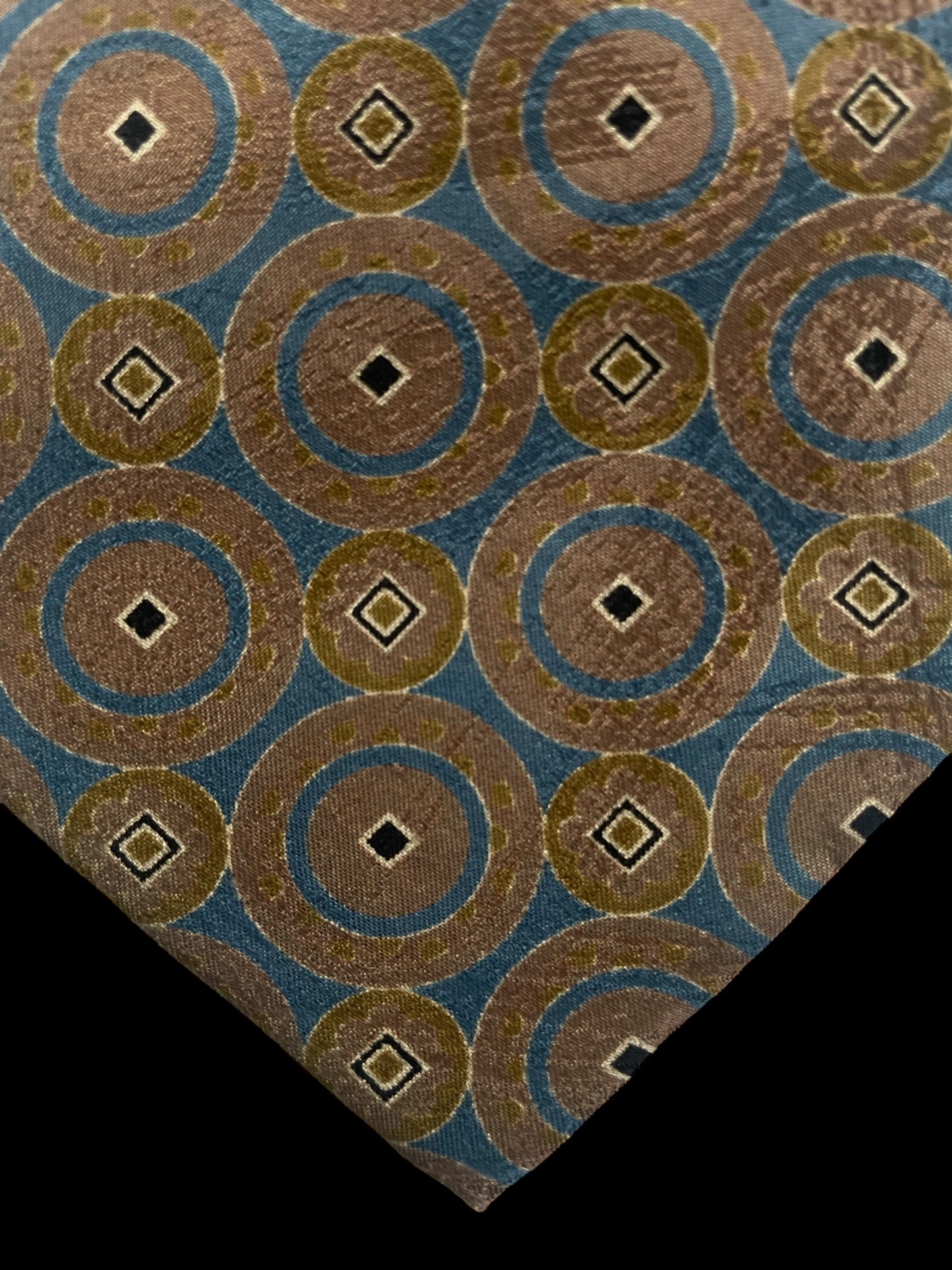 TRUSSARDI Vintage Blue Geometric Crepe Silk Jacquard Tie (8.8 cm by 148 cm) Medium Front Size.