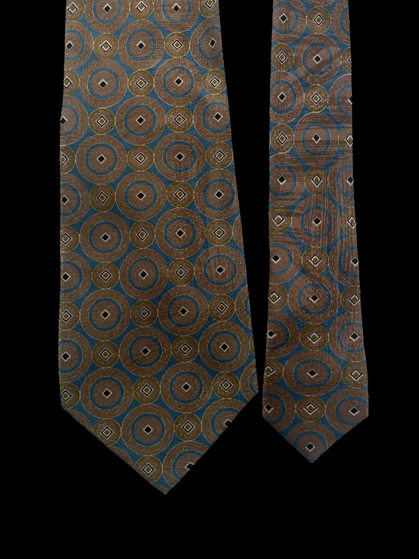 TRUSSARDI Vintage Blue Geometric Crepe Silk Jacquard Tie (8.8 cm by 148 cm) Medium Front Size.