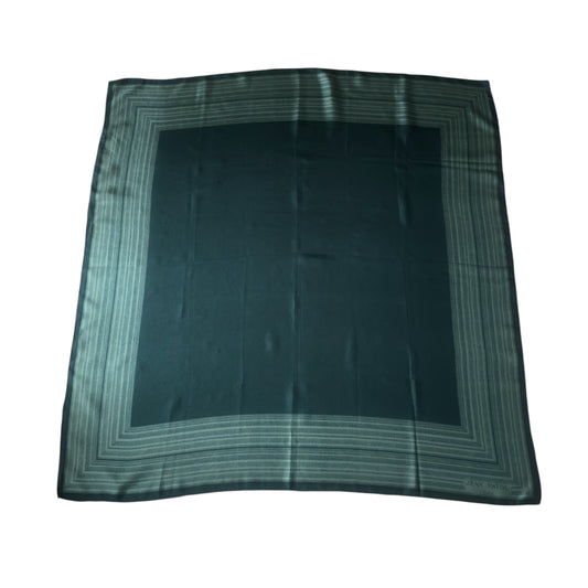JEAN PATOU Vintage Dark Green Geometric Silk Scarf. Hand rolled hem (82 cm by 86 cm)