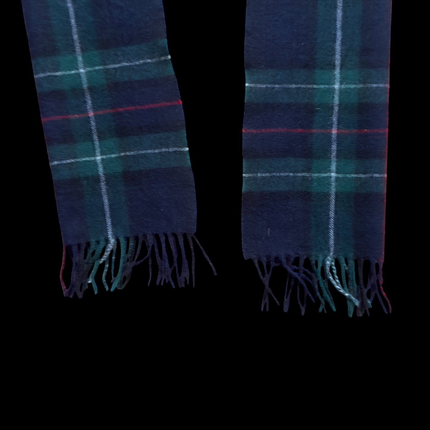 MARC GIBALDI Vintage Dark Green Tartan Cashmere-Lambswool Blended Scarf (29.5 cm by 146.5 cm)