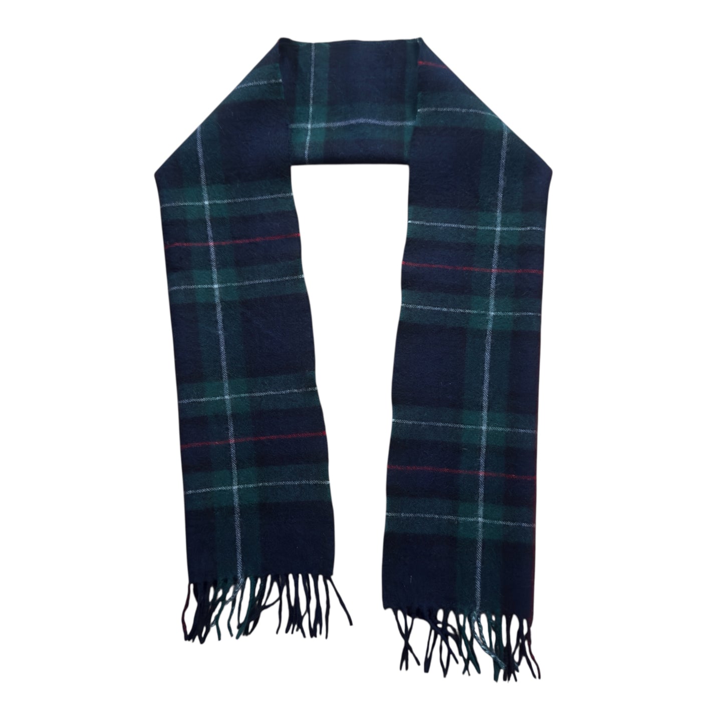 MARC GIBALDI Vintage Dark Green Tartan Cashmere-Lambswool Blended Scarf (29.5 cm by 146.5 cm)
