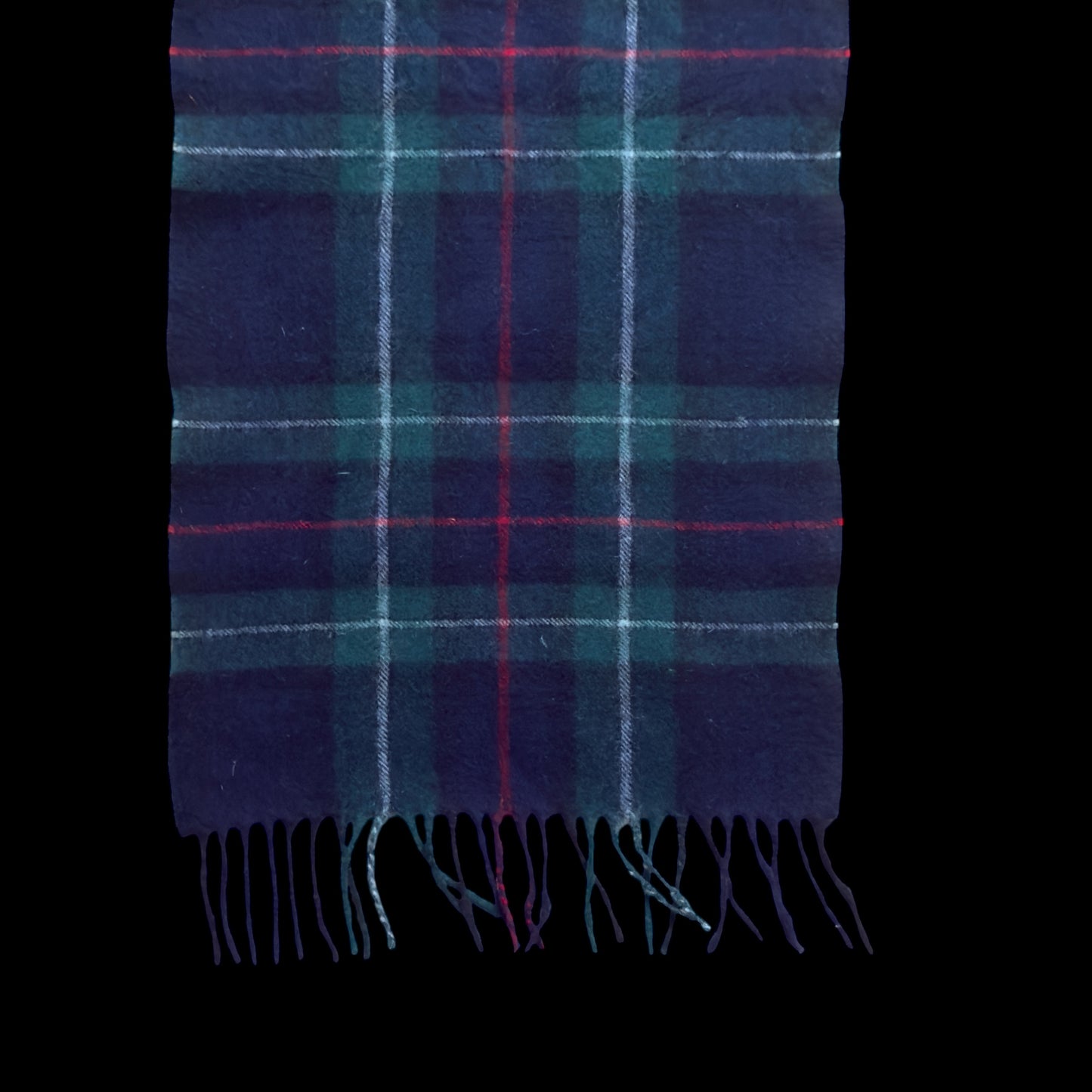MARC GIBALDI Vintage Dark Green Tartan Cashmere-Lambswool Blended Scarf (29.5 cm by 146.5 cm)