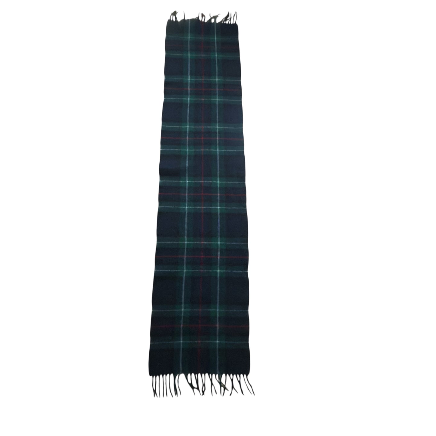 MARC GIBALDI Vintage Dark Green Tartan Cashmere-Lambswool Blended Scarf (29.5 cm by 146.5 cm)