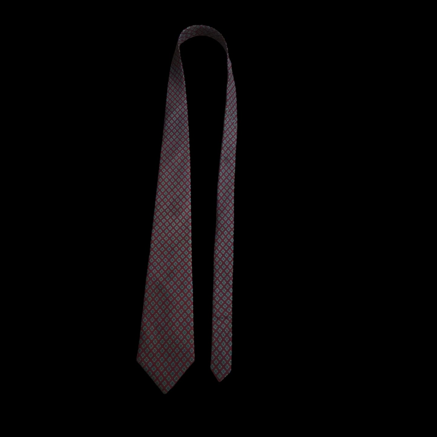 CHRISTIAN DIOR Vintage Burgundy Geometric Dots Silk Tie (8.9 cm by 146 cm)