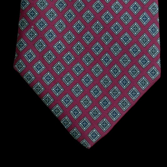 CHRISTIAN DIOR Vintage Burgundy Geometric Dots Silk Tie (8.9 cm by 146 cm)