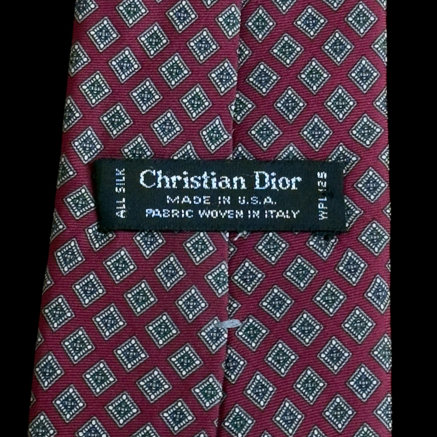 CHRISTIAN DIOR Vintage Burgundy Geometric Dots Silk Tie (8.9 cm by 146 cm)