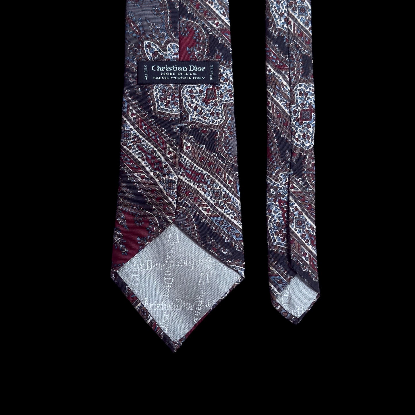 CHRISTIAN DIOR Vintage Black Paisley Silk Tie (9.2 cm by 146.4 cm)