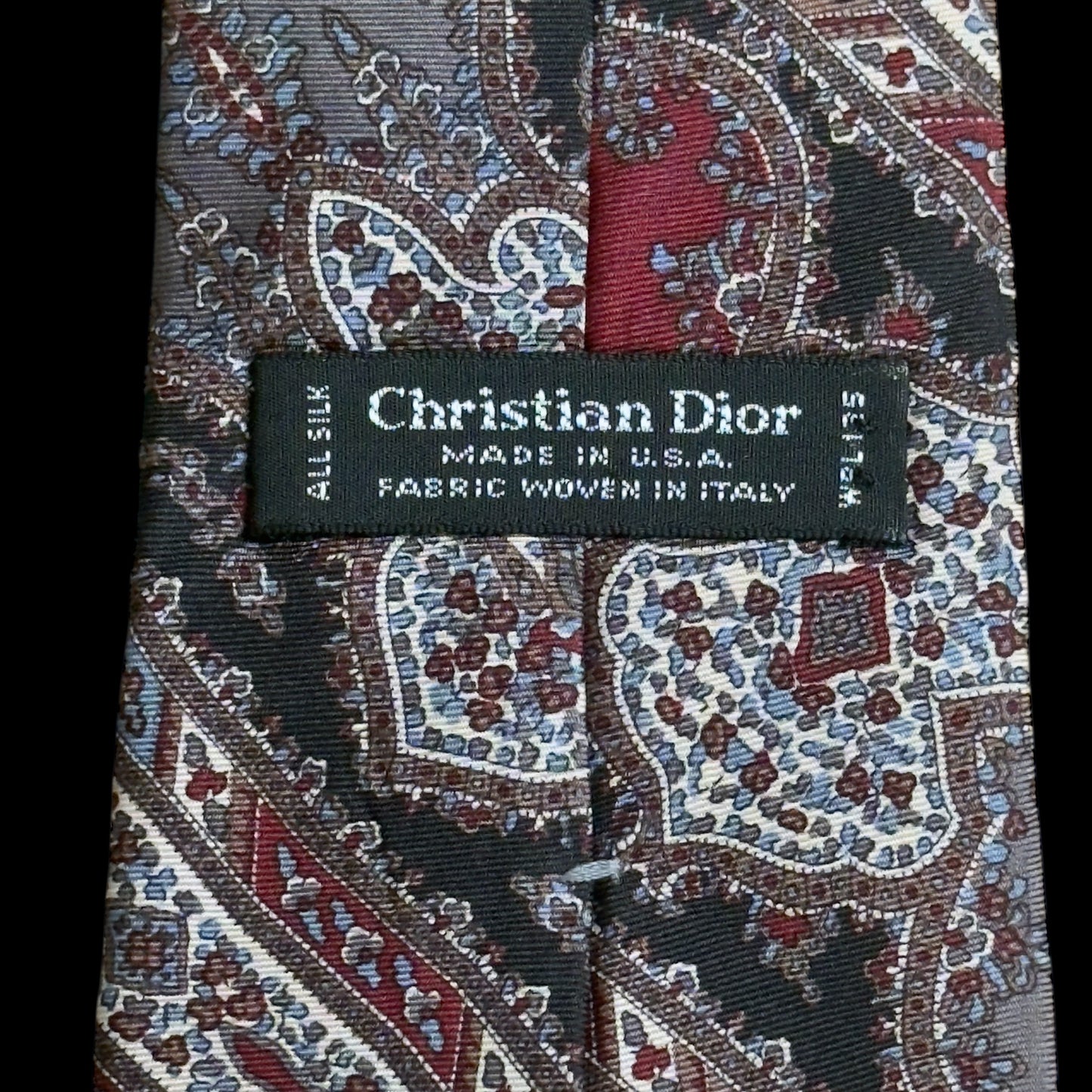 CHRISTIAN DIOR Vintage Black Paisley Silk Tie (9.2 cm by 146.4 cm)