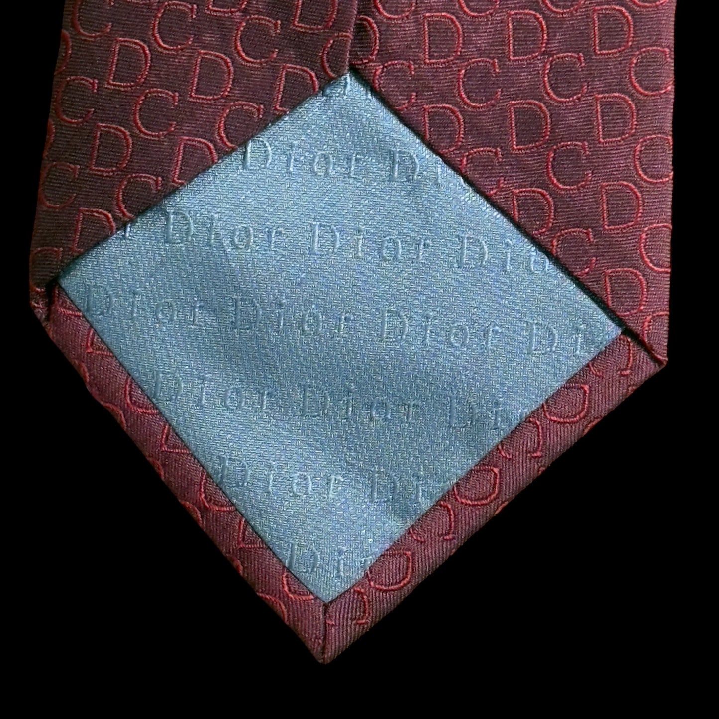(CHRISTIAN) DIOR Vintage Burgundy CD Logos Silk Jacquard Tie (8.7 cm by 150 cm)