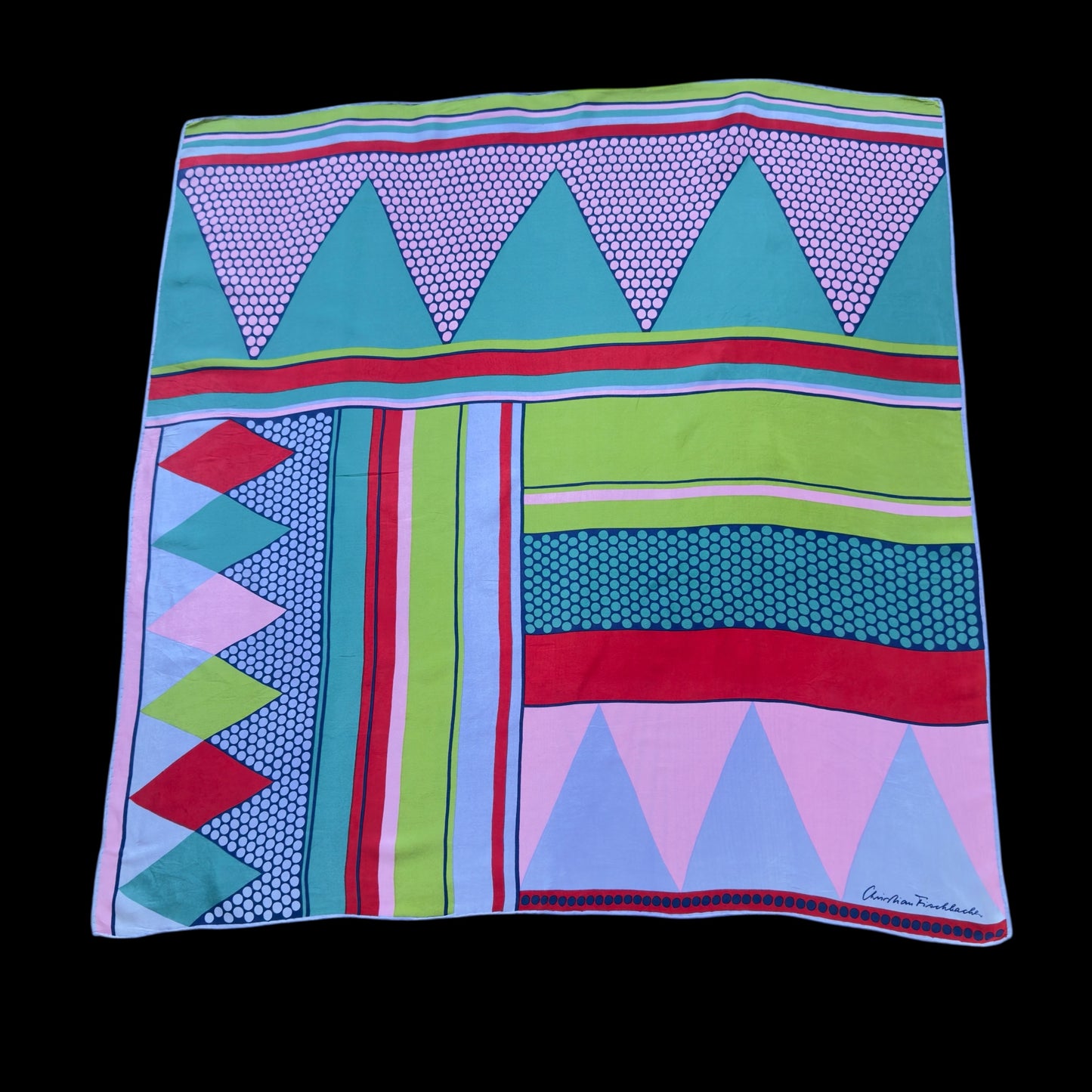 CHRISTIAN FISCHBACHER Vintage Lavender Geometric Crepe Silk Scarf (77 cm by 77 cm)
