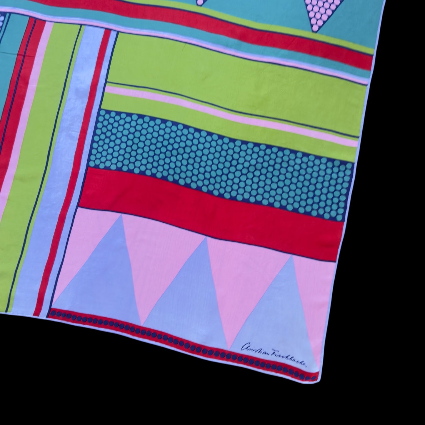 CHRISTIAN FISCHBACHER Vintage Lavender Geometric Crepe Silk Scarf (77 cm by 77 cm)