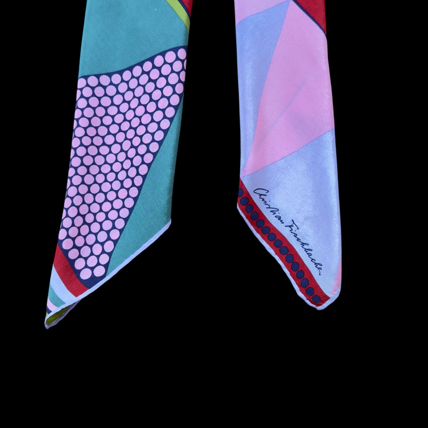 CHRISTIAN FISCHBACHER Vintage Lavender Geometric Crepe Silk Scarf (77 cm by 77 cm)